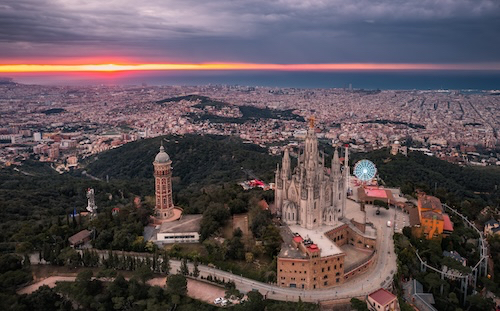 night view of Barcelona, Spain